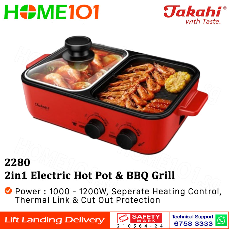 Takahi 2in1 Electric Hot Pot & BBQ Grill 2280