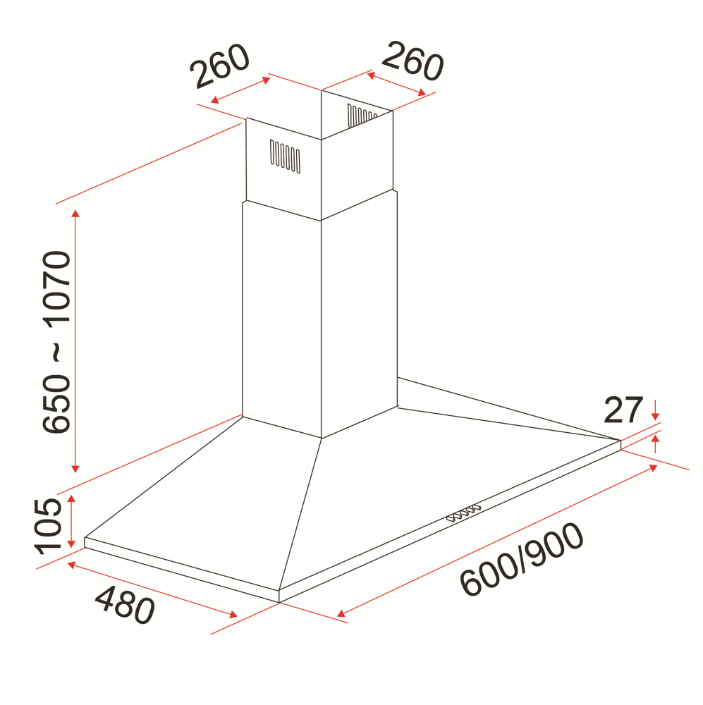 EF Wall Mounted Hood 60cm CK MIA 60