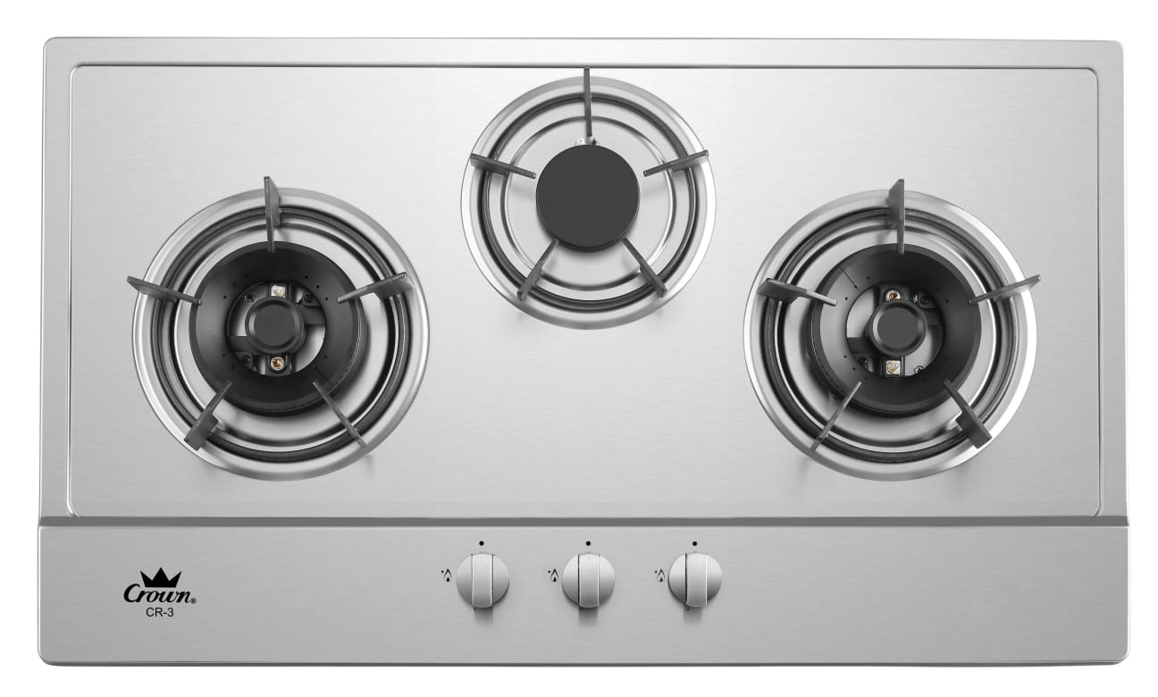 Crown Built-In Hob Stainless Steel 3 Burners CR-3 LPG / PUB - FREE INSTALLATION