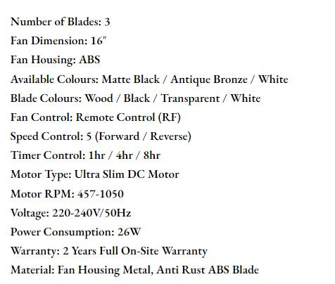 ($1 REPLACEMENT) Bestar DC Corner Fan 16” 3 Blades Dino
