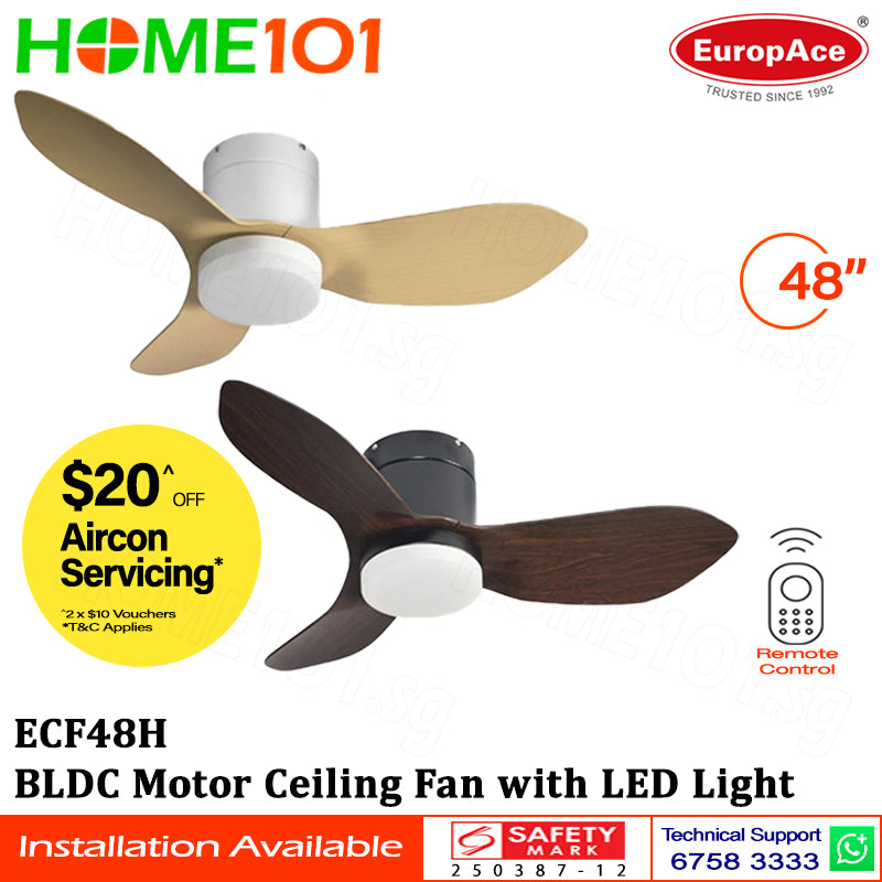 Europace BLDC Motor Ceiling Fan with LED Light & Remote Control 48" ECF48H