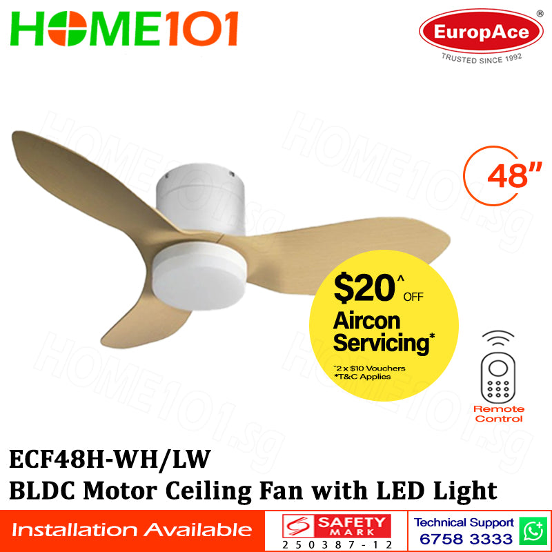Europace BLDC Motor Ceiling Fan with LED Light & Remote Control 48" ECF48H