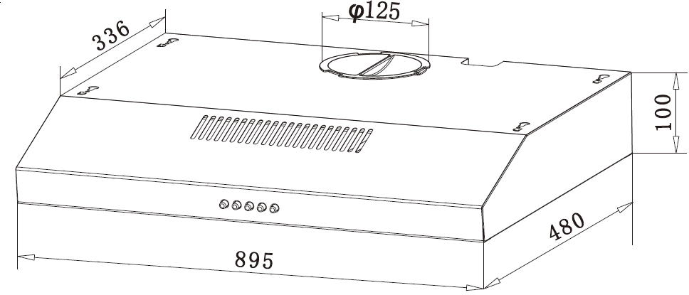 EF Slimline Hood 90cm EFCH 9108T BK