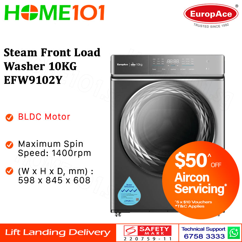 Europace Steam Front Load Washer 10KG EFW9102Y