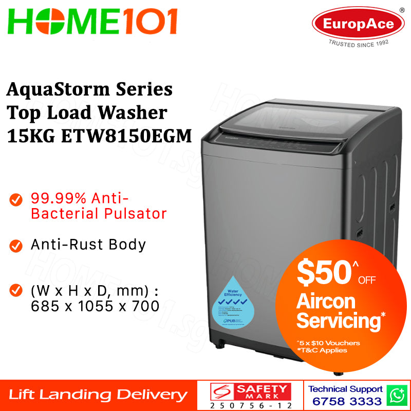 Europace AquaStorm Series Top Load Washer 15KG ETW8150EGM