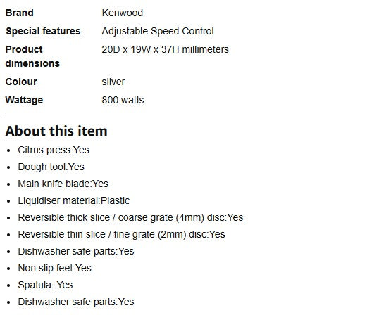Kenwood Multipro Compact Food Processor FDP304SI