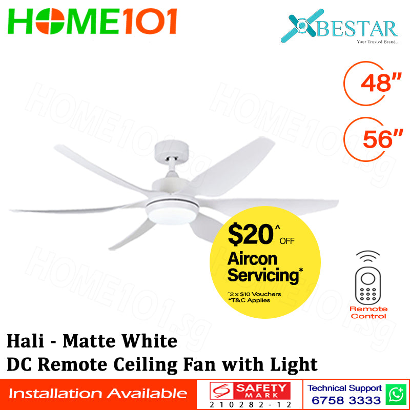 ($1 REPLACEMENT) Bestar DC Motor Ceiling Fan with Remote Control & Light 48"/56” Hali