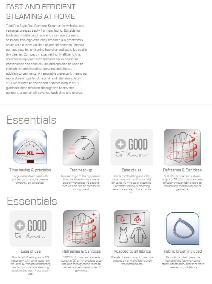 Tefal Pro Style One Garment Steamer 1800W IT2440