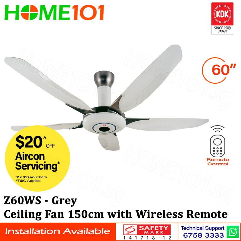 KDK Super Deluxe Ceiling Fan 150cm w/ Remote Ctrl Z60WS