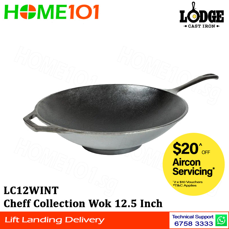 Lodge Chef Collection Cast Iron Wok 12.5 Inch LC12WINT