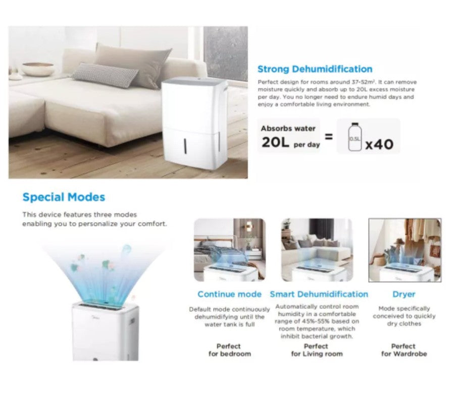 Midea Dehumidifier 20L MDDF-20DEN7-QA3