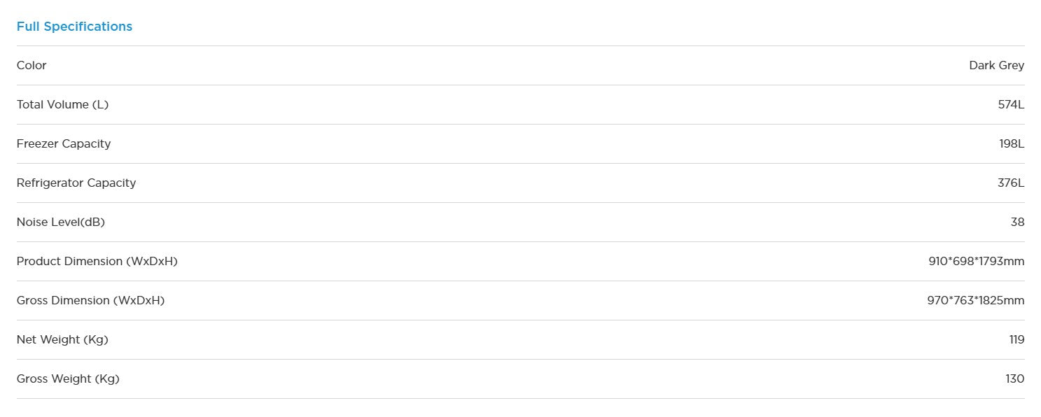 Midea 2 Door Side by Side Fridge 574L MDRS761MYC45SG