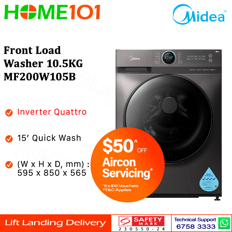 Midea Front Load Washer 10.5KG MF200W105B