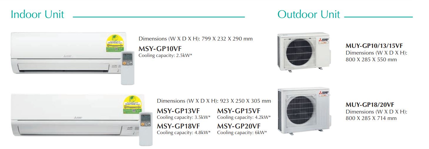 Mitsubishi Inverter Single Split AirCon 24000BTU MUY-GP24VF2/MSY-GP24VF