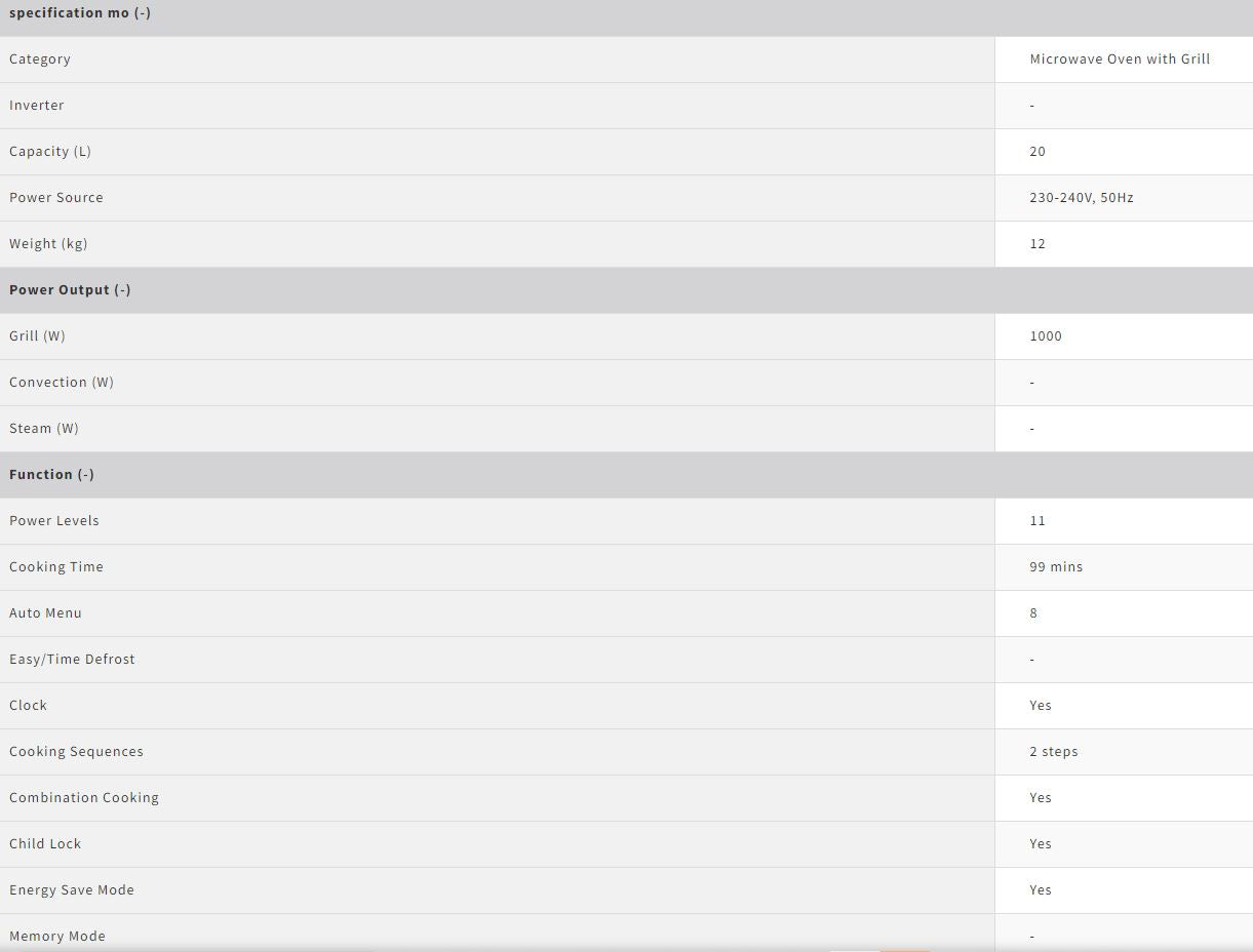 Sharp Microwave Oven 20L with Grill R-62E0(S)