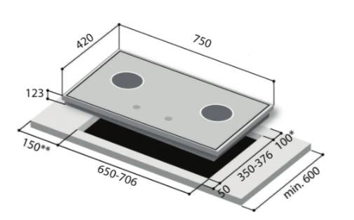 Rinnai Built-In Hob Tempered Glass 3 Burners RB-7303S-GBSM - PUB