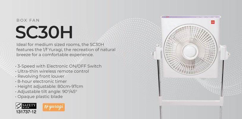 KDK Box Fan 30cm w/Remote Control and Stand SC30H