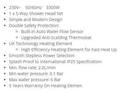 Sona Instant Water Heater SWH 2901