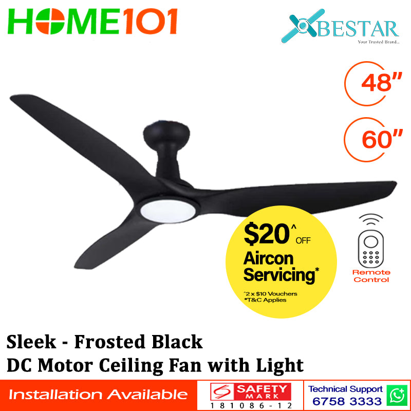($1 REPLACEMENT) Bestar DC Motor Ceiling Fan with Remote Control & Light 48”/60” Sleek