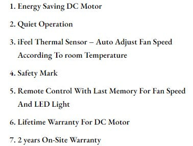 ($1 REPLACEMENT) Bestar DC Motor Ceiling Fan with Remote Control & Light 48”/60” Sleek