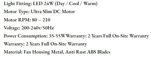 ($1 REPLACEMENT) Bestar DC Motor Ceiling Fan with Remote Control & Light 48”/60” Sleek