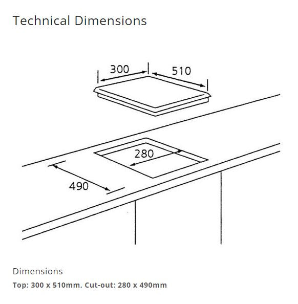 Tecno Stainless Steel Domino Cooker Hob 1 Burner TA 321TRSV - LPG / PUB - FREE INSTALLATION