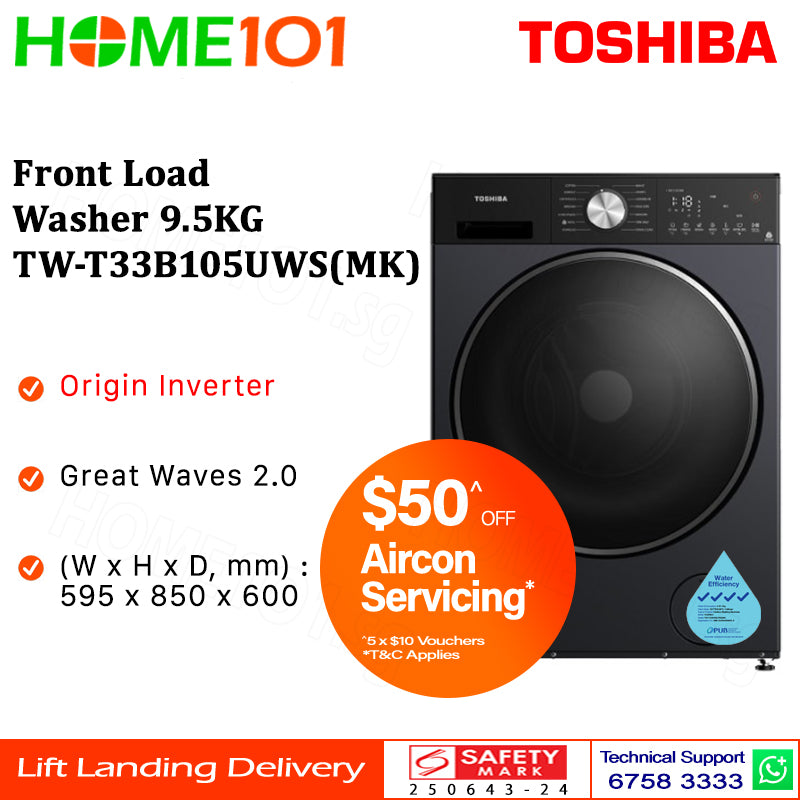 Toshiba Front Load Washer 9.5KG TW-T33B105UWS(WS) || TW-T33B105UWS(MK)