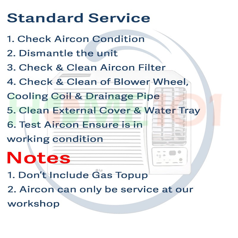 Casement Aircon Contract Servicing - 1x Standard Servicing + 1x Chemical Servicing