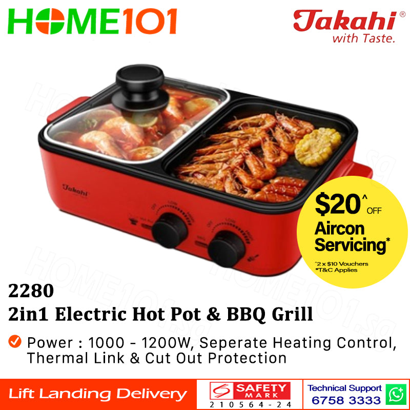 Takahi 2in1 Electric Hot Pot & BBQ Grill 2280