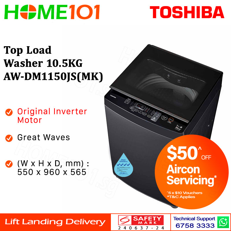 PRE-ORDER (ETA MID JUNE) Toshiba Top Load Washer 10.5KG AW-DM1150JS(MK)