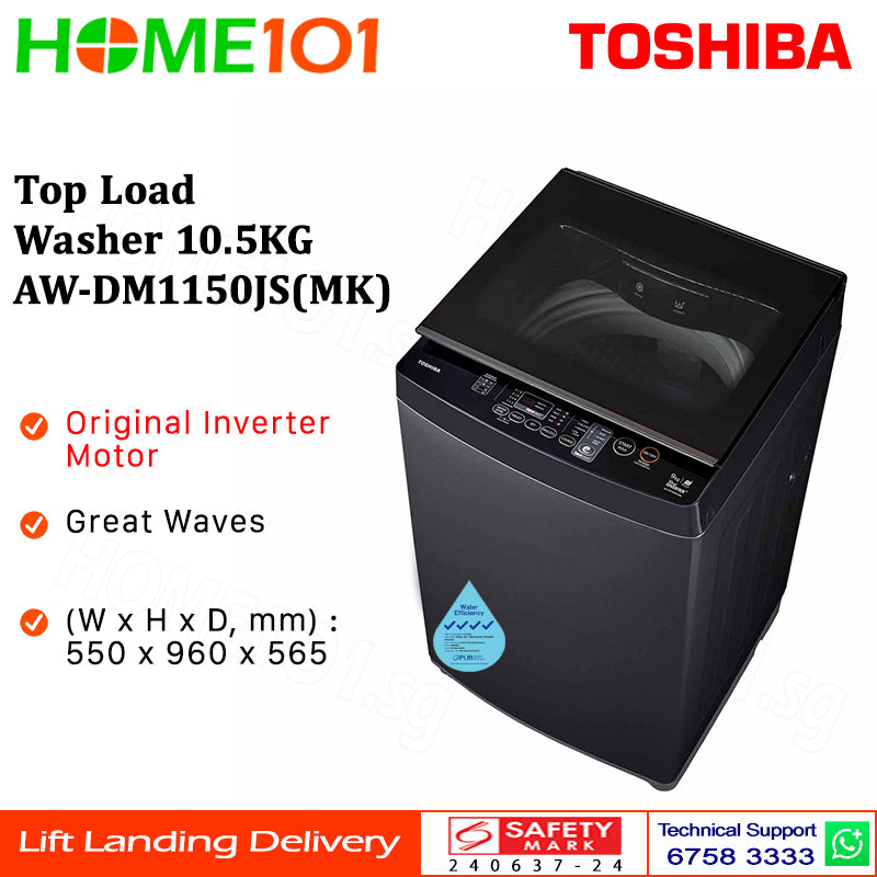 PRE-ORDER (ETA MID JUNE) Toshiba Top Load Washer 10.5KG AW-DM1150JS(MK)