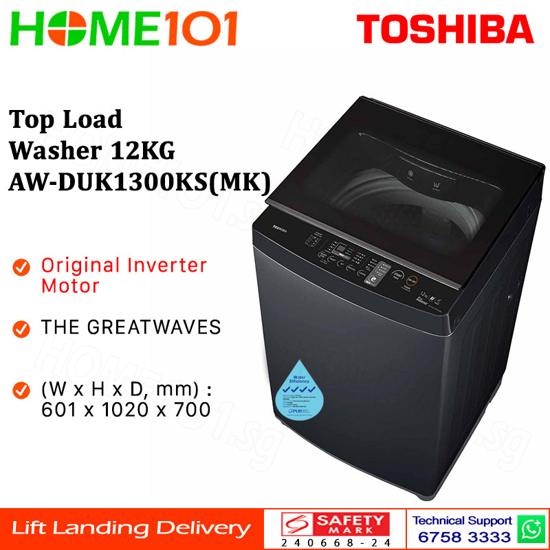 PRE-ORDER (ETA MID JUNE) Toshiba Top Load Washer 12KG AW-DUK1300KS(MK)