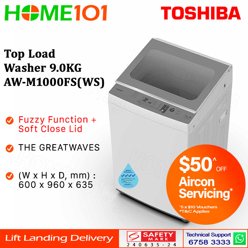 Toshiba Top Load Washing Machine 7 - 9KG AW-M801AS(WS) | AW-M901BS(WS) | AW-M1000FS(WS)