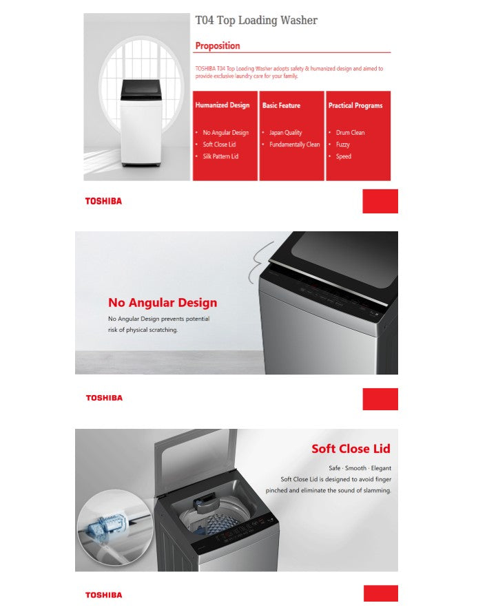 Toshiba Top Load Washing Machine 7 - 9KG AW-M801AS(WS) | AW-M901BS(WS) | AW-M1000FS(WS)