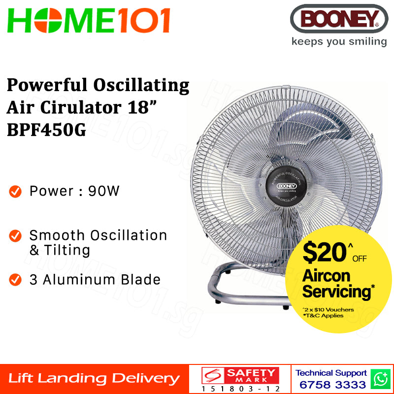 Booney Powerful Oscillating Air Circulator (Floor Fan) 18 Inch BPF450G