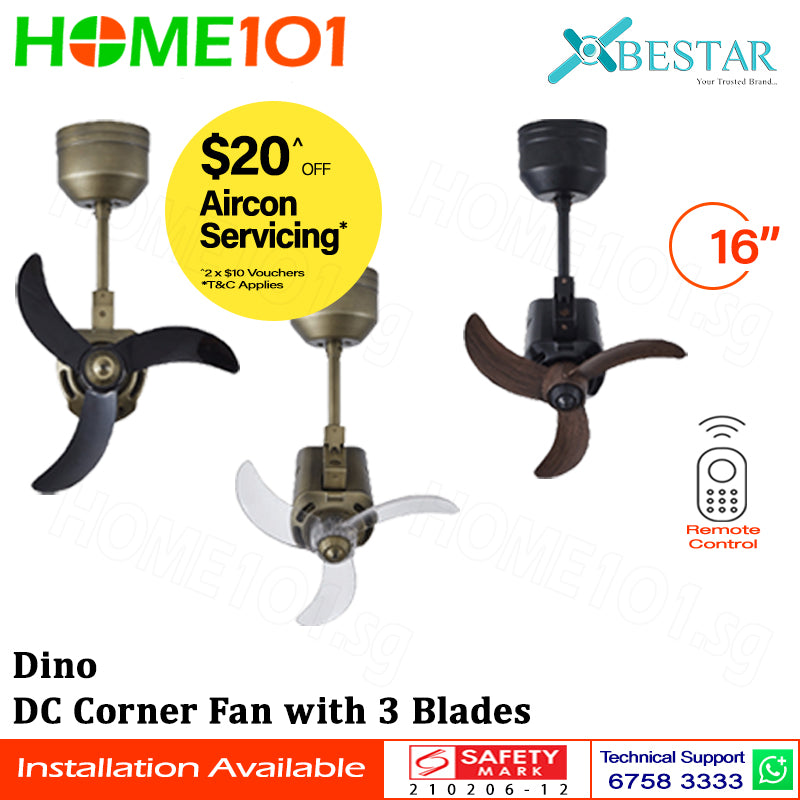 ($1 REPLACEMENT) Bestar DC Corner Fan 16” 3 Blades Dino