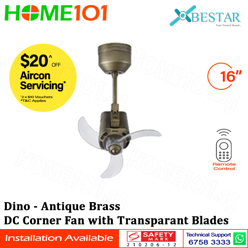 ($1 REPLACEMENT) Bestar DC Corner Fan 16” 3 Blades Dino