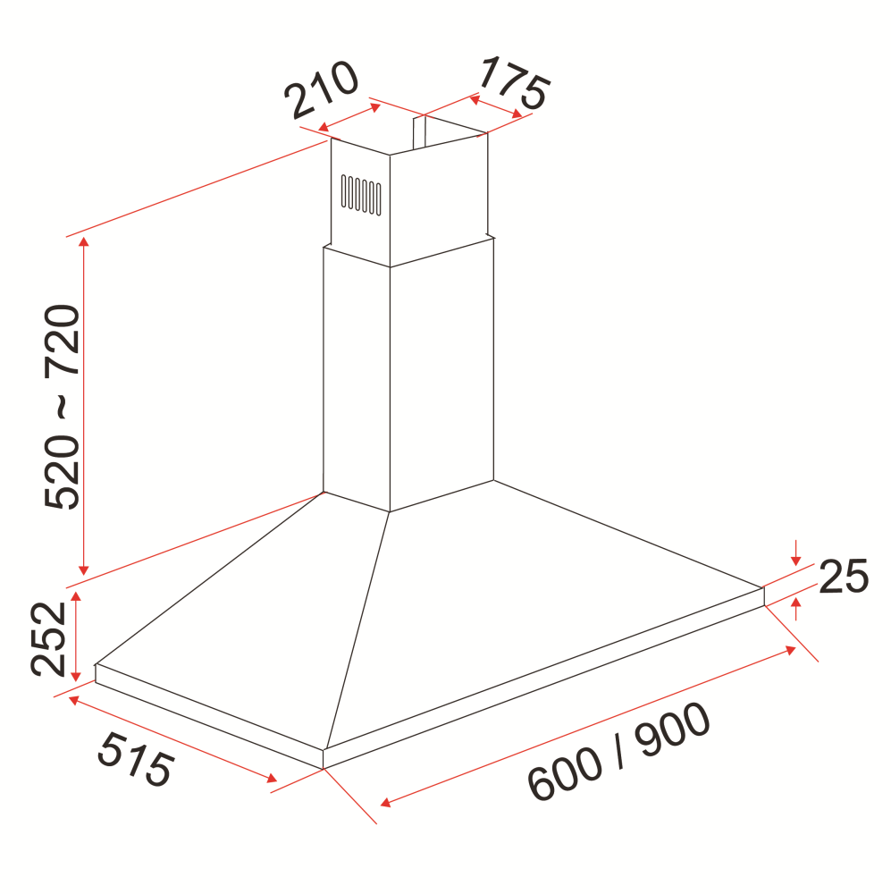 EF Wall Mounted Hood 90cm CK PREMIO 90