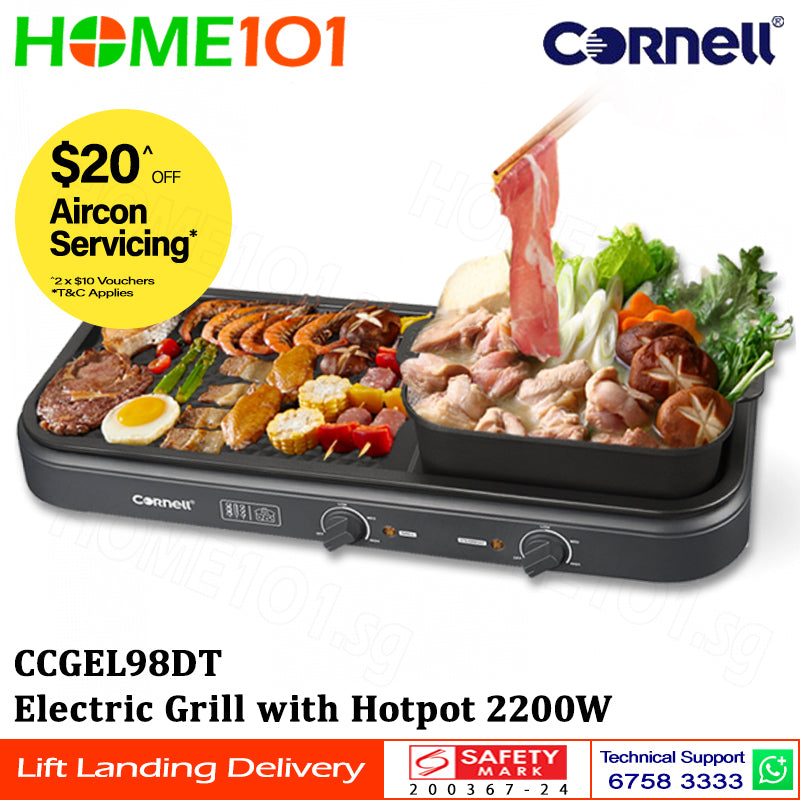 Cornell Electric Table Top Grill With Hotpot 2200W CCGEL98DT