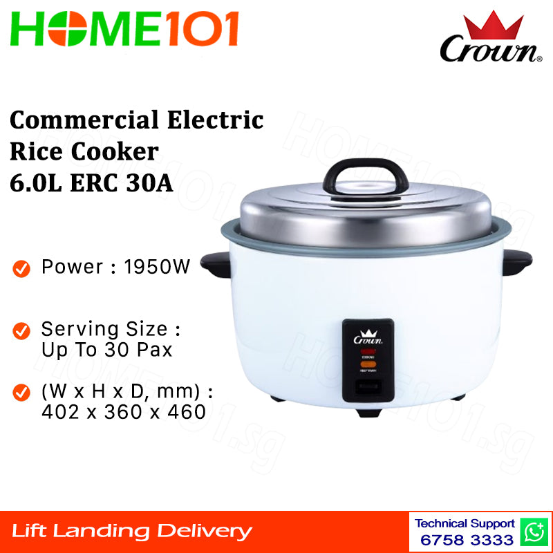 Crown Commercial Electric Rice Cooker 6.0L ERC 30A