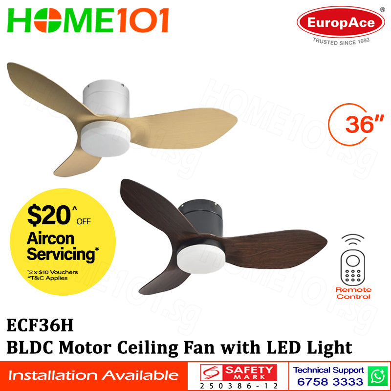 Europace BLDC Motor Ceiling Fan with LED Light & Remote Control 36" ECF36H