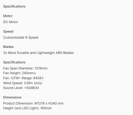 Europace BLDC Motor Ceiling Fan with LED Light & Remote Control 48" ECF48H