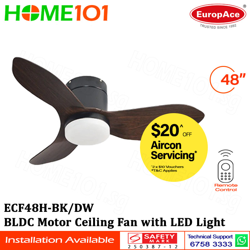 Europace BLDC Motor Ceiling Fan with LED Light & Remote Control 48" ECF48H