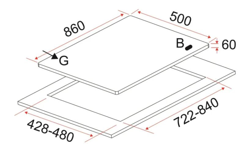 EF Built In Stainless Steel Hob 3 Burners EFH 3971 TN VSB