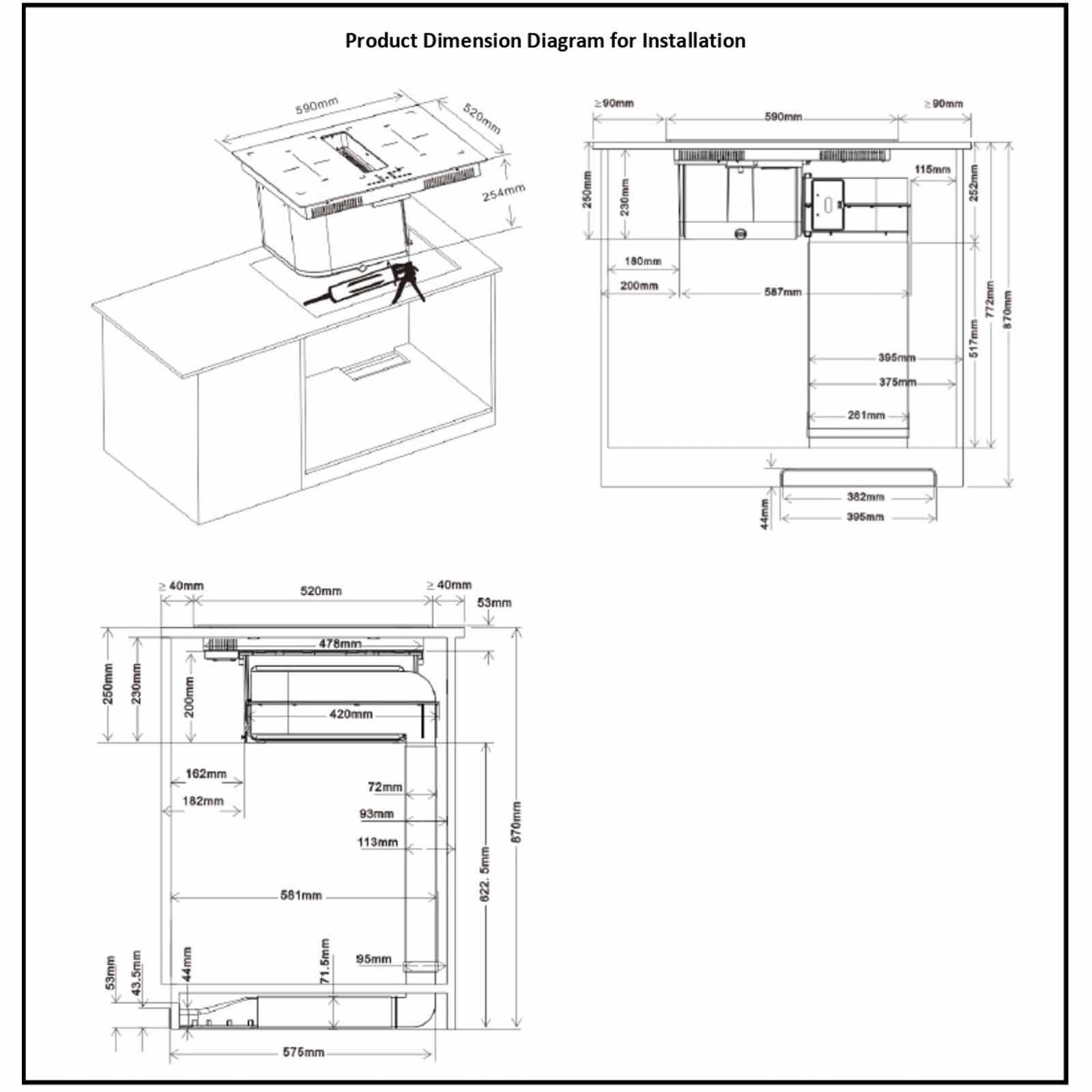 Europace 2 Flexi Zones Induction Hob with Downdraft Hood EIH8602EBK