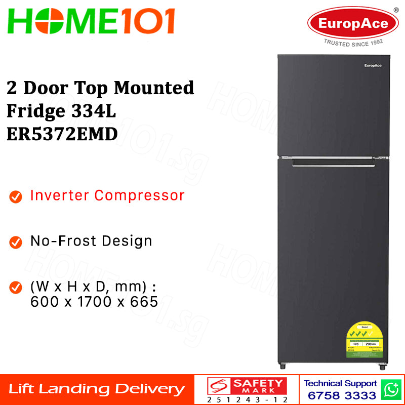 Europace 2 Door Top Mount Fridge 334L ER5372EMD