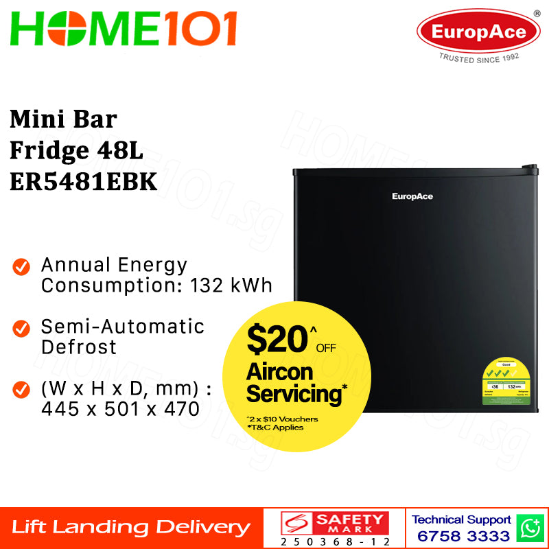 Europace Mini Bar Fridge 48L ER5481EBK