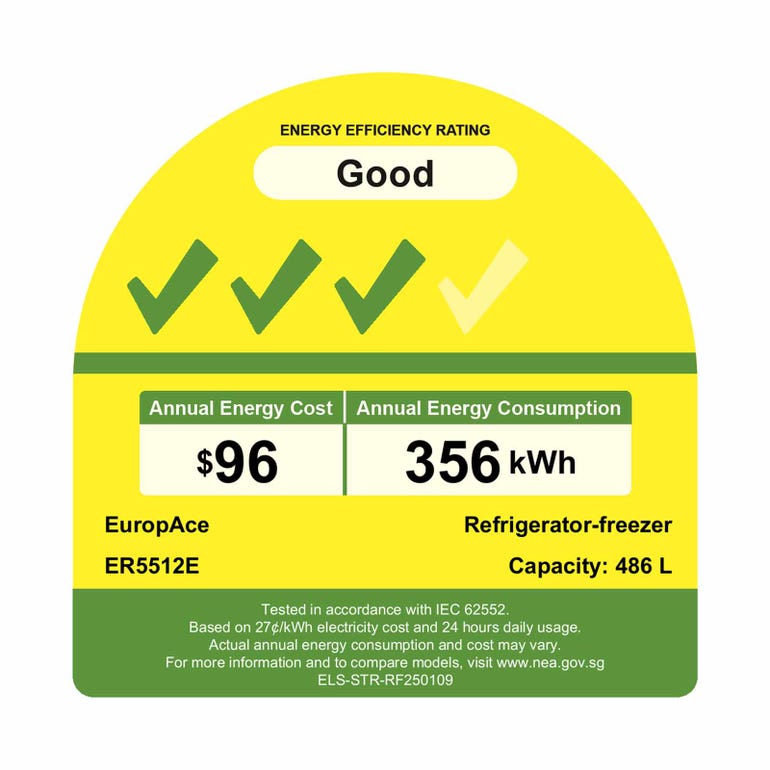 Europace 2 Door Top Mount Fridge 480L ER5512EGY