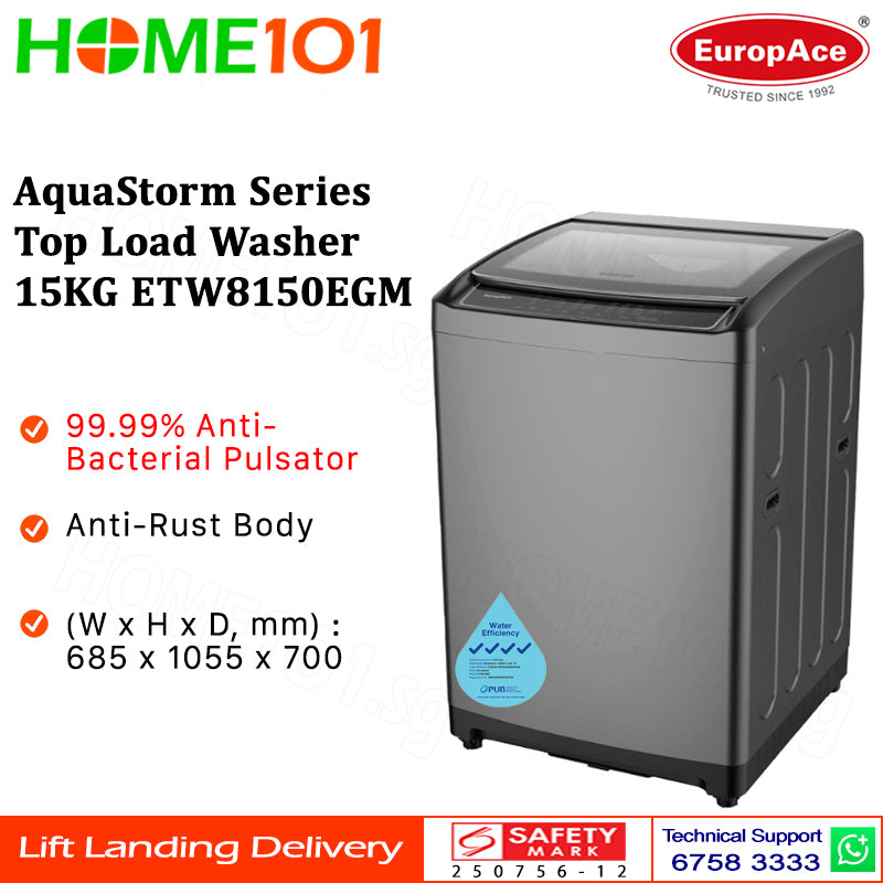 Europace AquaStorm Series Top Load Washer 15KG ETW8150EGM