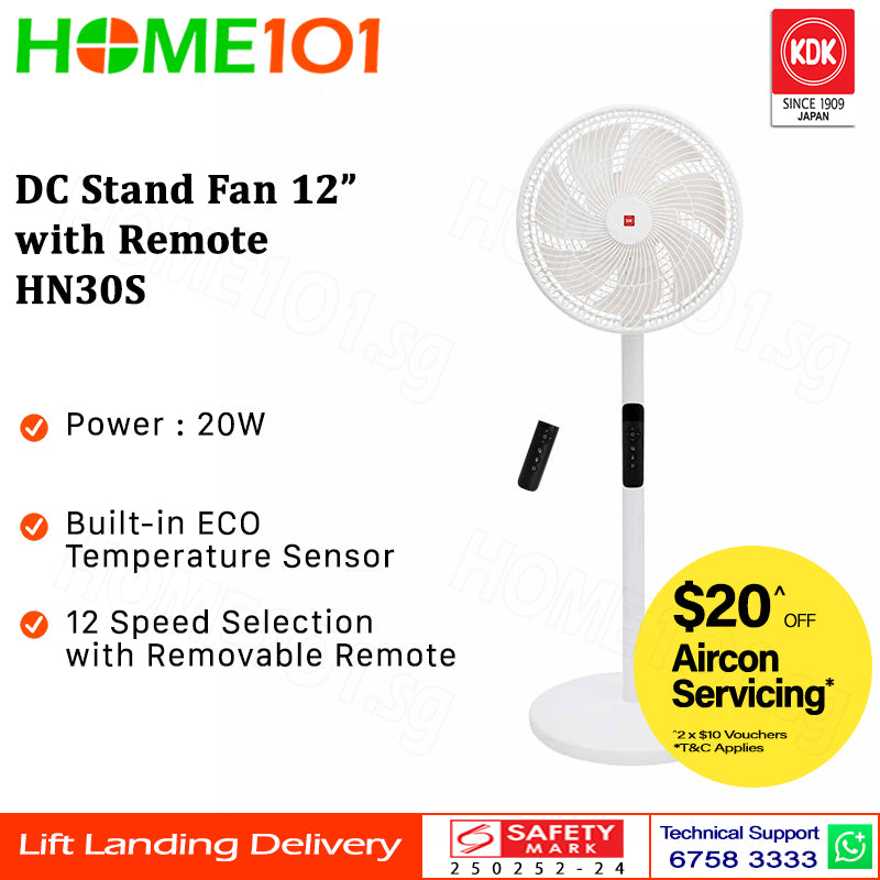 KDK DC Stand Fan 12" with Remote HN30S